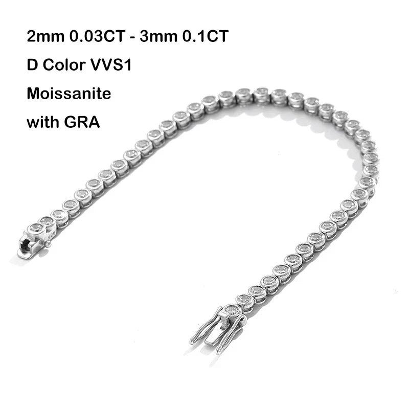 Luxury Bubble 2/3mm D Color Full Moissanite Tennis Necklace for Women S925 Silver Plated 18K Diamond Neck Chain Necklaces