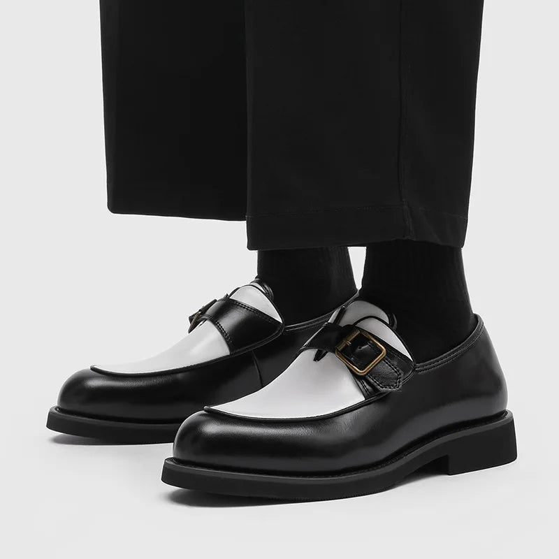 Business Men Loafers Black Brown Buckle Men Casual Button-up Thick-soled Anti-slip Fashion Brand Shoes Wedding Dress Shoes Men