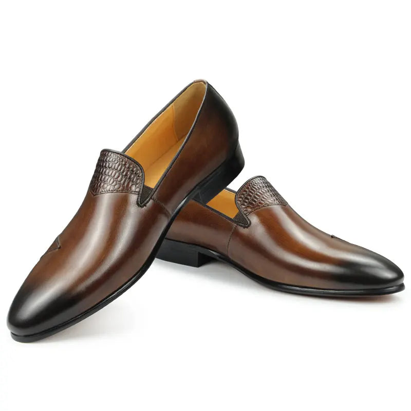 Fashion Men Dress Driving Shoes Genuine Cow Leather Casual One-step Loafers Shoe Handmade Simplicity Luxury Leather Shoe