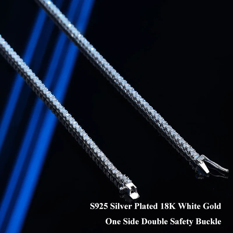 Real 2-5mm Full D Color Moissanite Tennis Neck Chain Necklace for Woman Man 925 Silver GRA Certified Party Bridal Necklaces