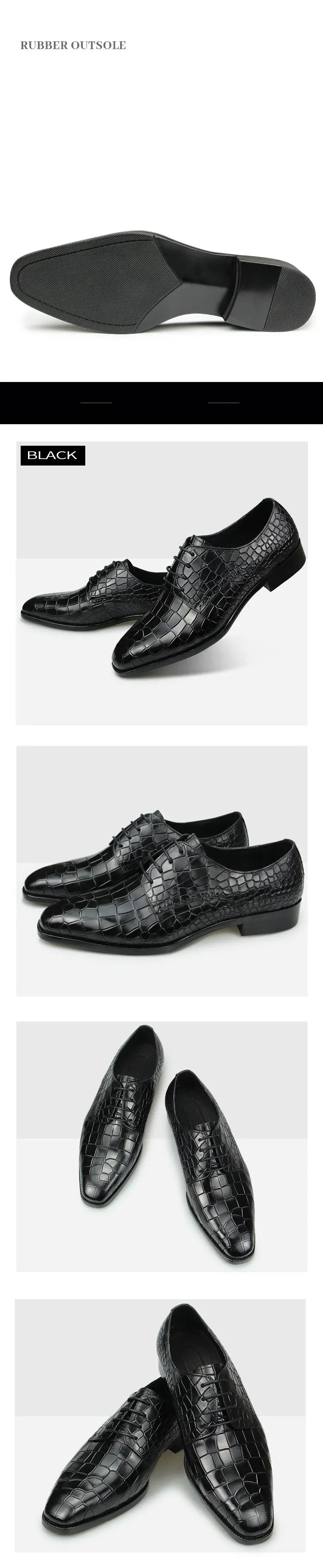 Top Grade Mens Genuine Leather Shoes Dress Party Shoes Men's Fashion Alligator Printing Luxury Zapatos De Hombre Genuine Leather