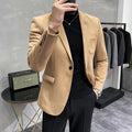 Men's Deerskin Fleece Suit Jacket 2025 Spring New High Quality Single Button Slim Fit Business Casual Suit Coat  Men Clothing