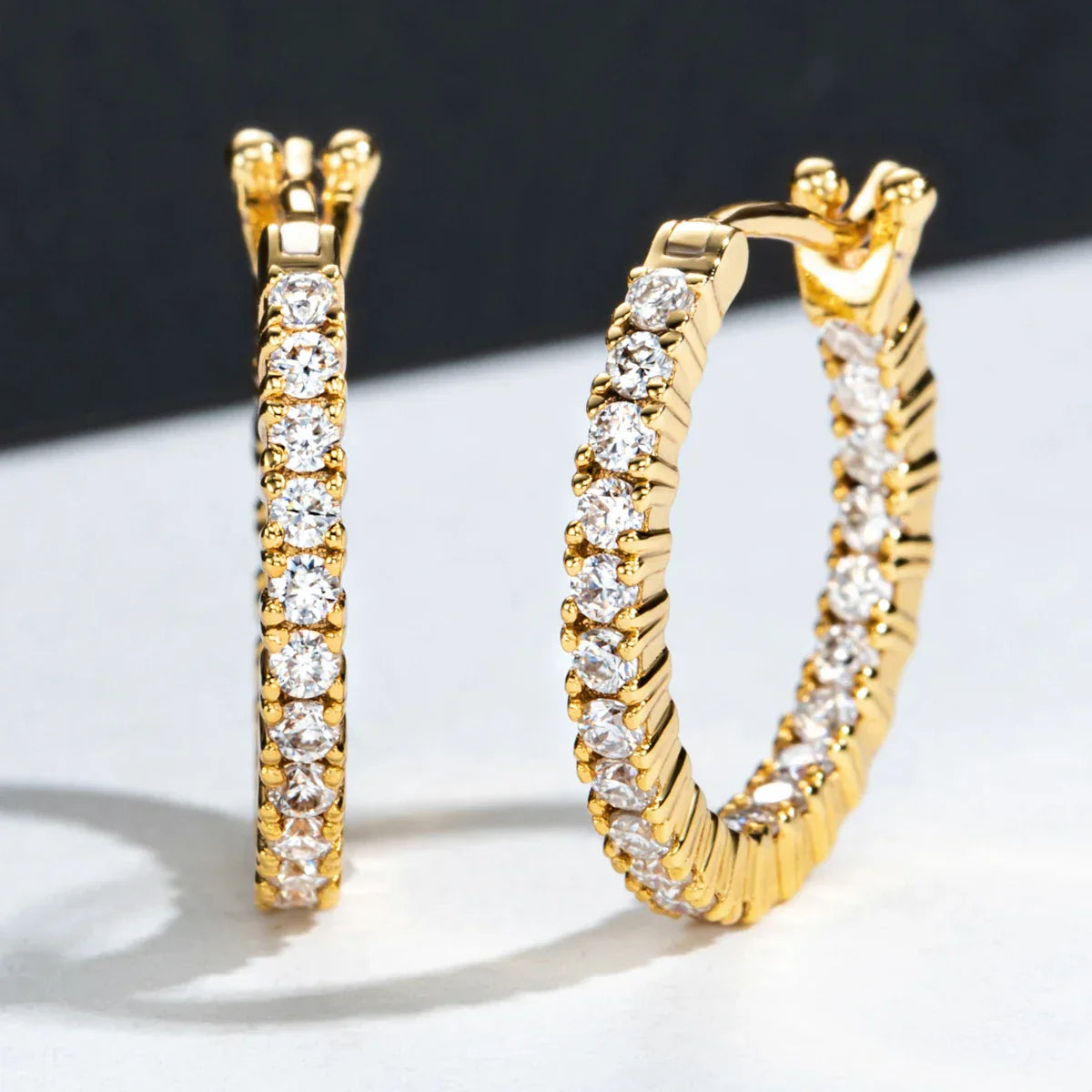 1.5mm 0.66cttw D Color Moissanite Huggie Hoop Earrings With Cer Yellow Gold Plated Huggie Earring For Women Jewelry
