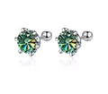 TY 0.3-2CT Moissanite Earrings 925 Sterling Silver Round Cut Stud Earrings Piercing Earrings for Men and Women Fine Jewelry