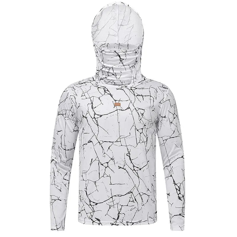 Mens UPF50+ T-Shirt Hoodie Tight Sports Casual Sun Protection T-Shirt Running Quick Dry Hoodie Sunscreen Fishing Men's Clothing