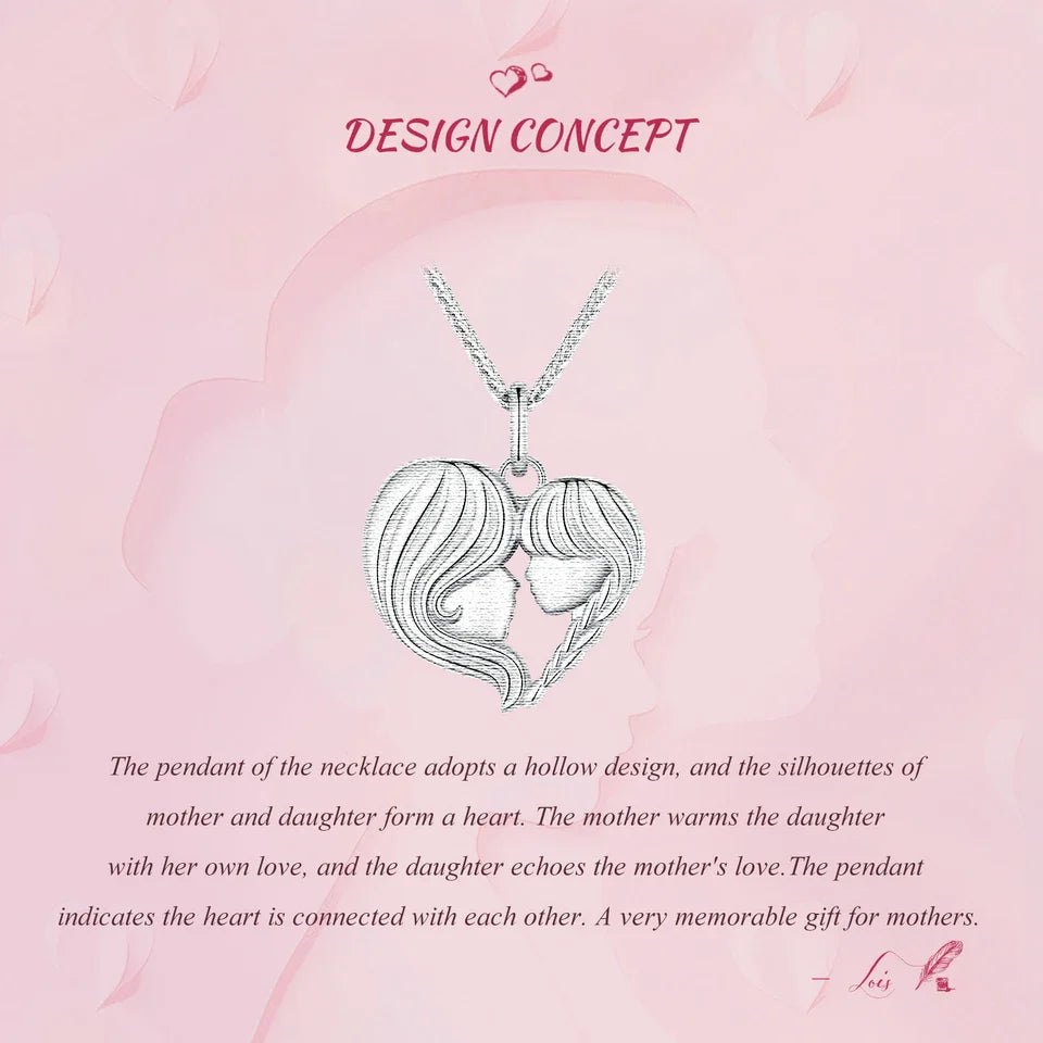 925 Sterling Silver Mother and Daughter Heart Shape Pendant Necklace for Women Birthday Mother's Day Gift Fine Jewelry