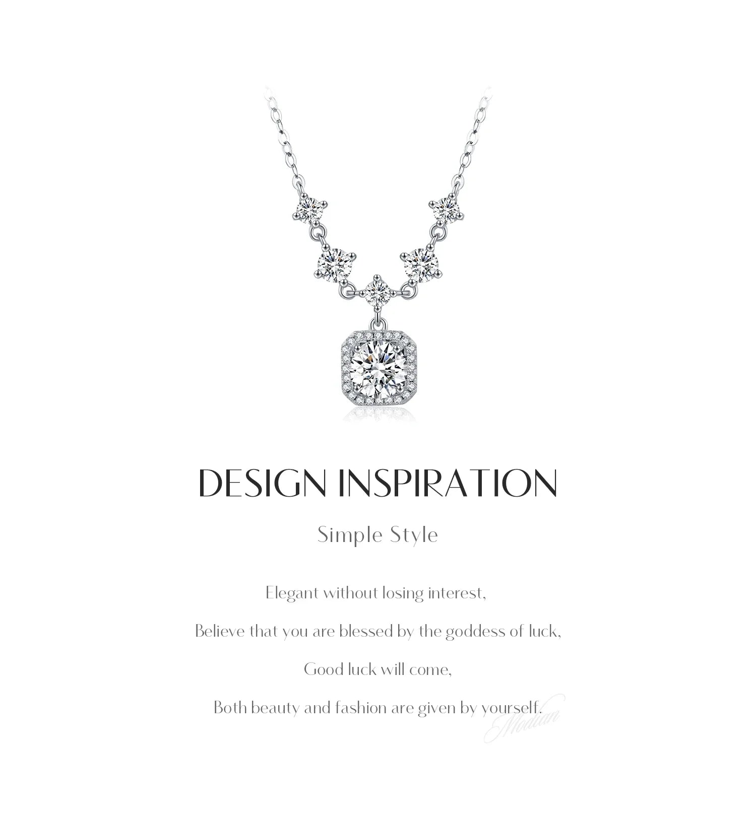 1CT D Color Moissanite Necklace 925 Sterling Silver Luxury Halo Charm Pendant Necklace For Women Bridal Wedding Jewelry