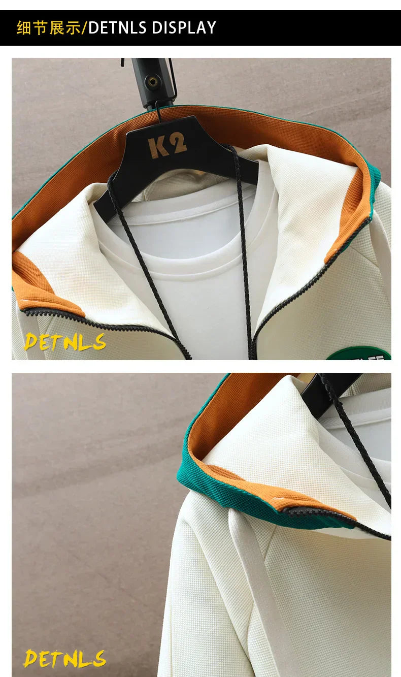 Spring Autumn Men's Sets Korean Fashion Joggers Suit Men Casual Men patchwork Streetwear Hooded Tracksuit Men Two Piece Set