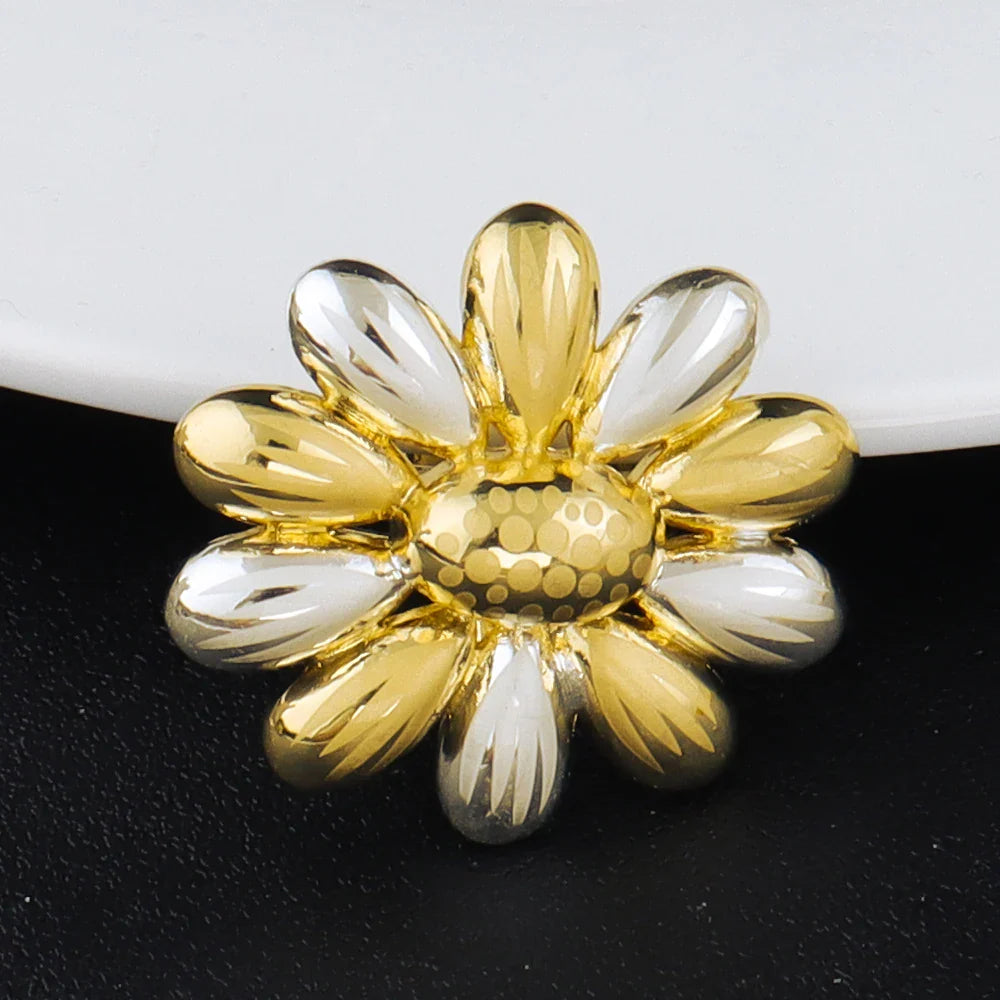 Dubai Gold Plated Necklace Earring Ring Bracelet Sets for Women Copper Vintage Flower Shape Jewelry Set for Party Wedding Gifts