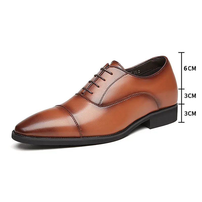 High Quality Height Increase Oxford Dress Shoes Men Genuine Cow Leather Suit Shoes Lift Brogues Wedding Formal Elevator Shoes