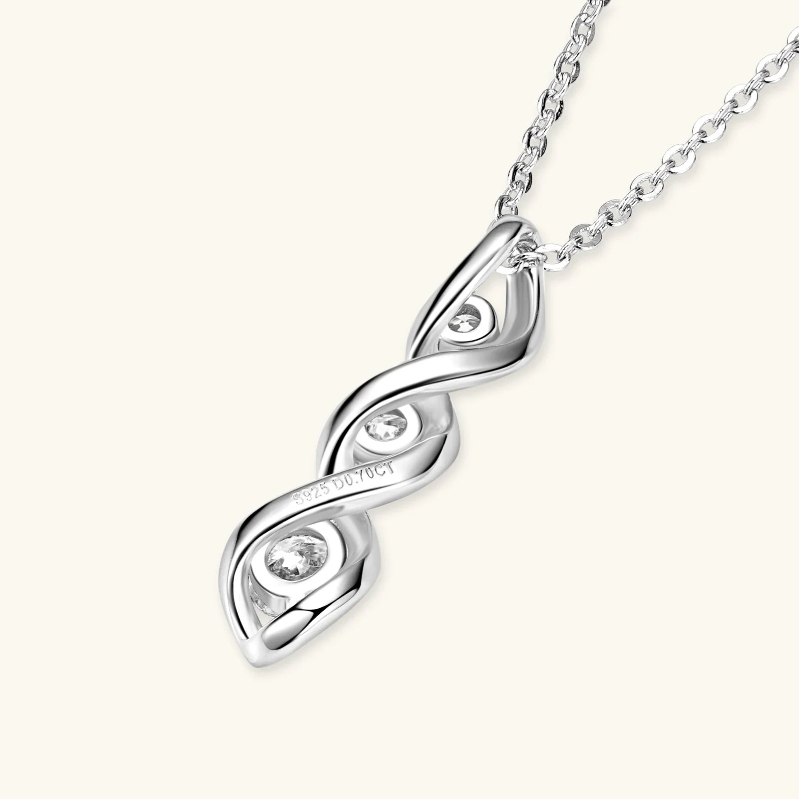Moissanite Diamond Necklace Gift for Women 925 Sterling Silver 18K White/Yellow Gold Plated Twisted Pendant Chain