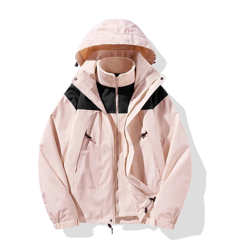 New Three-in-one Outdoor Jackets Simple Fashion Suitable Men Women Wear Waterproof Breathable Fabric Camping Skiing Warm Jacket