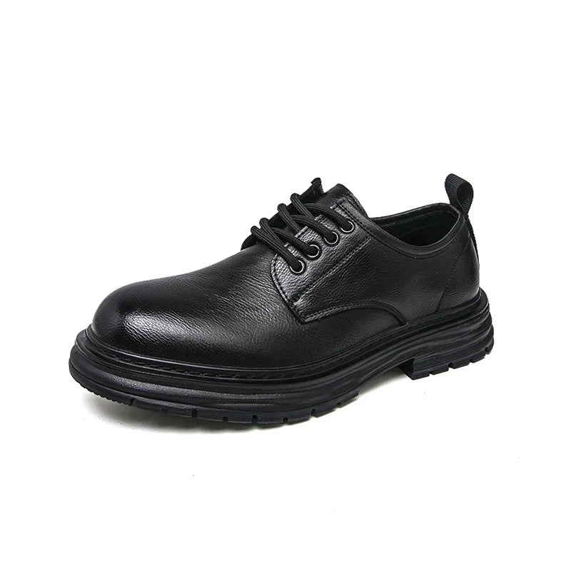 2025 New British-style black casual leather shoes for men's business formal wear large-sized work shoes trendy size 48