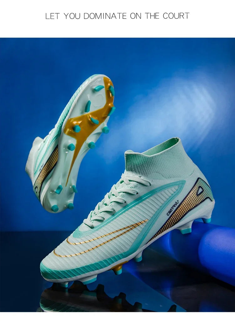Men Professional Soccer Shoes Outdoor High-Top Sports Football Boots Long Spikes Artificial Grass Training Non Slip Sneakers