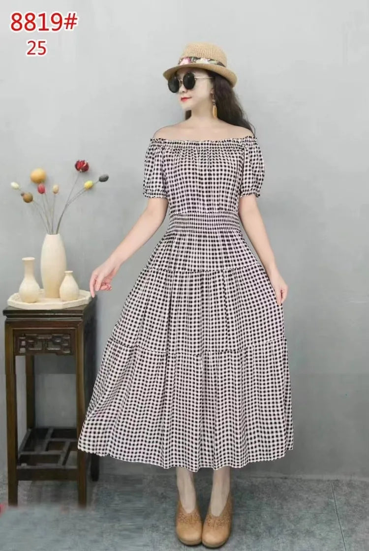 Vestidos Robe Maxi Long Dress Women Summer Indian Clothes Bohemian Cotton Linen Floral Short Sleeve Korean Style Casual