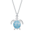 925 Sterling Silver Sky Blue Enamel Turtle Pendant Necklace Cute Animal Adjustable Necklace for Women Fine Jewelry SCN446