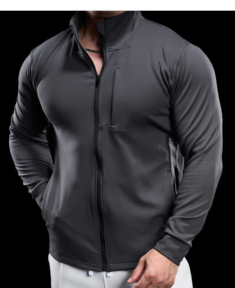 Men Running Jackets Gym Zipper Sport Jacke Jogging Training Quick-drying Fitness Sweatshirt Outdoor Casual Running Sportswear