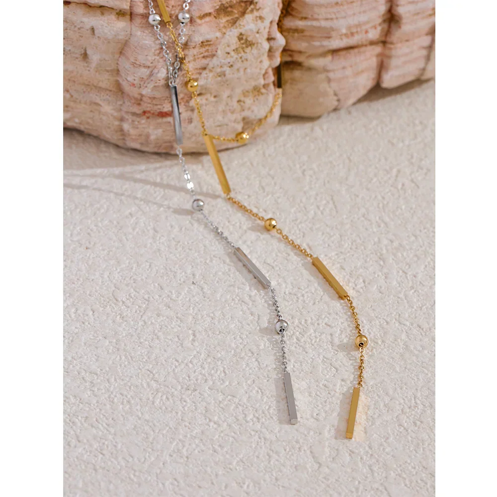 Yhpup Thin Chic 316L Stainless Steel Long Chain Exquisite Necklace for Women Waterproof Daily Jewelry Bijoux Gift