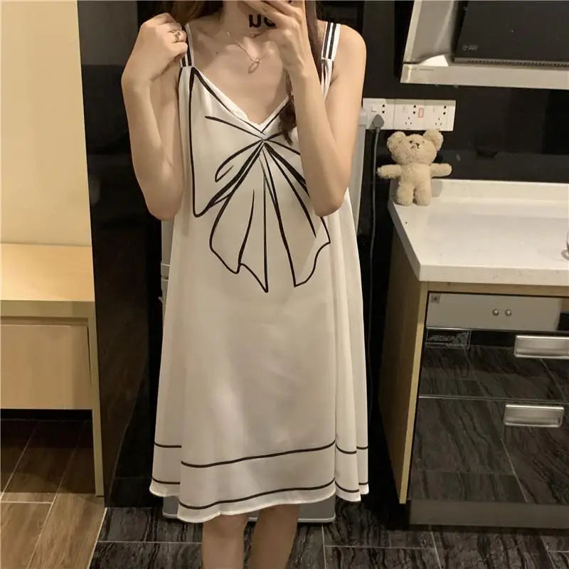 Sexy Sleeveless Printing Loose Mini Dress Women Clothing New Thin All-match Youth Elegant Dresses Fashion Temperament Summer