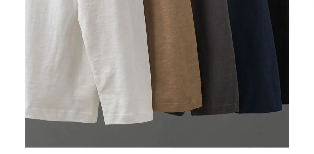 320G Heavyweight 100% Cotton Henley Neck T Shirt for Men Long-Sleeved Spring Autumn Casual Tops Solid Color Undershirts