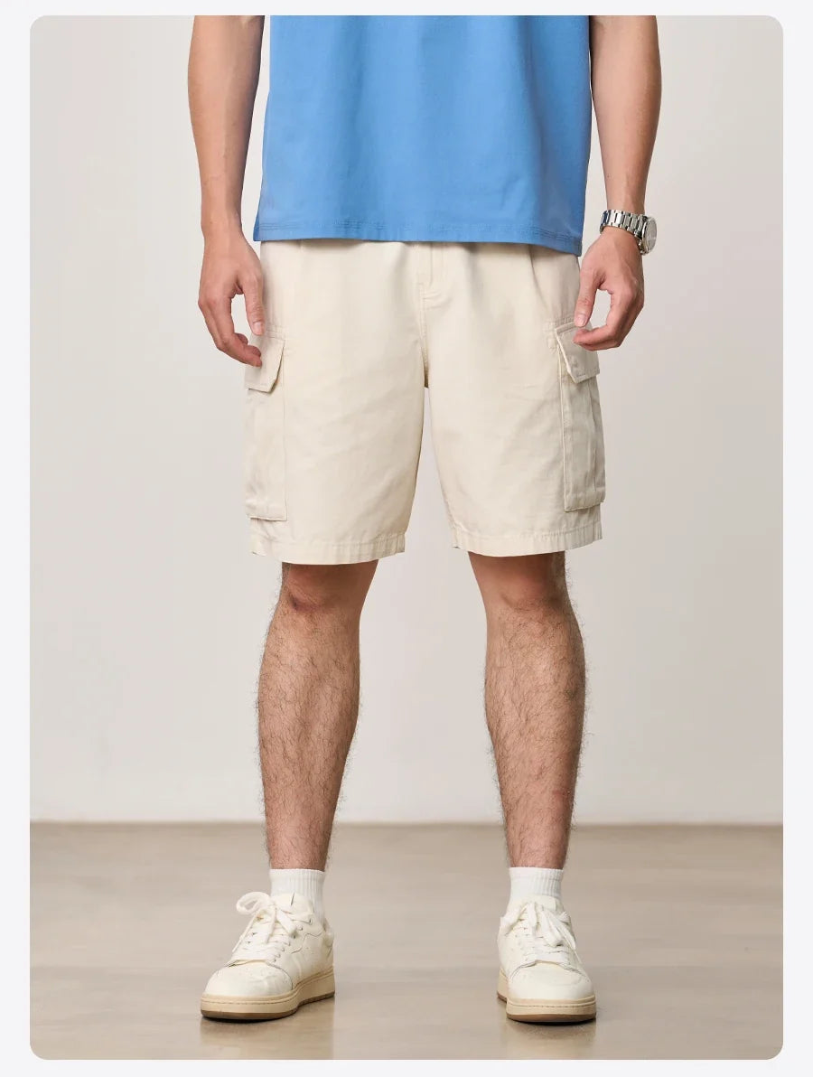 SIMWOOD 2026 Summer New Oversize 215gsm Tencel Lyocell Blend Fabric Cargo Shorts Men Fashion Outdoor Wear