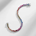 925 Sterling Silver Tennis Bracelet Colorful Rainbow CZ Heart Shaped Zircon Bracelet For Women Fine Jewelry Wholesale
