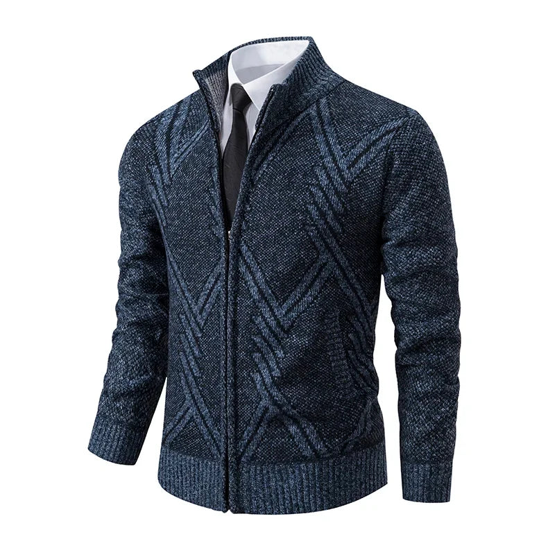 Men's Knit Cardigan Autumn Winter Sweater Coat Man Clothes Brown Blue Luxury Brand Button Fleece Lined Male Knitting Jackets