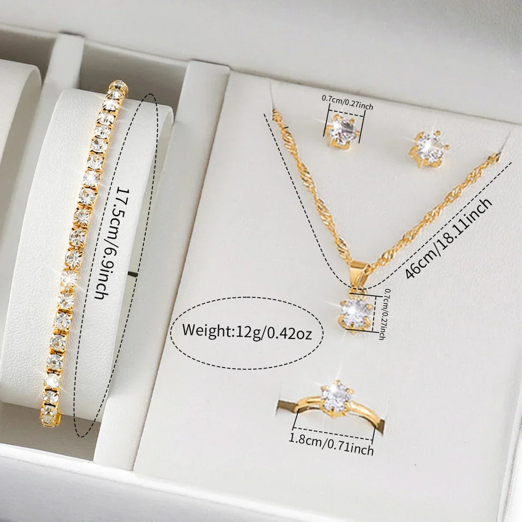 6PCS Luxury Rhinestone Women Watches Fashion Roma Dial Bracelet Wrist Watch Jewelry Set Relogio Feminino（Without Box）