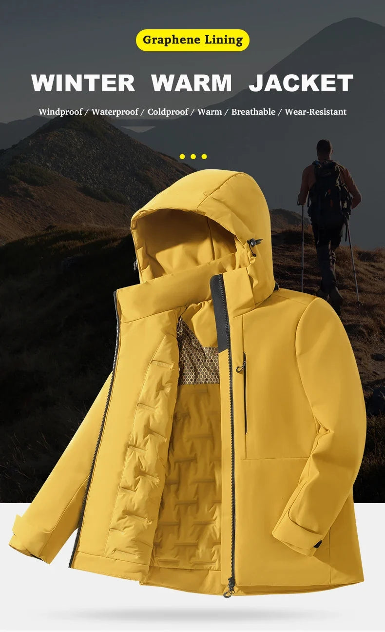 Unisex Waterproof Fleece Jackets Winter Windproof Thermal Windbreaker Men Women Hiking Camping Skiing Climbing Raincoat