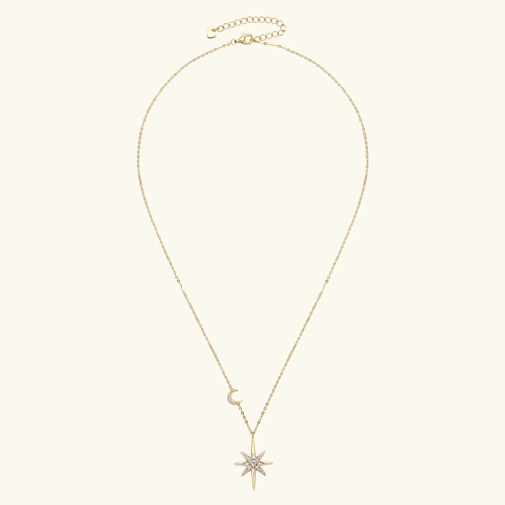 100% 925 Silver Full Moissanite Necklace for Women 18K Gold Plated Star&Moon Pendant Necklace Choker Chain Fine Jewelry Gifts