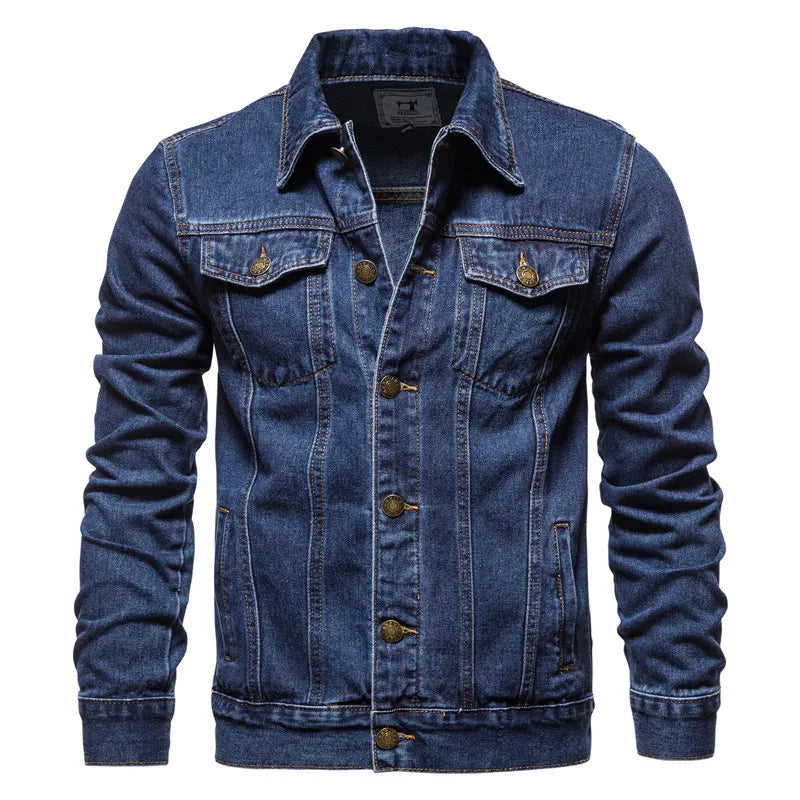 2026 New Autumn Men's Casual Workwear Jeans Jacket Loose Casual Versatile Youthful Male Solid Color Tops Dnim Mens Outwear