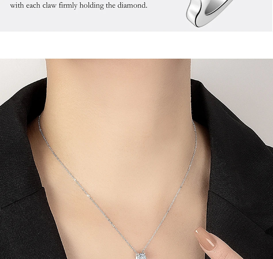 0.5-2CT Moissanite Necklace for Women S925 Pure Silver Classic Bull Head Laboratory Diamond Pendant Luxury Jewelry