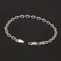 4mm 925 Sterling Silver Diamond-Cut Paperclip Chain Bracelet for Men Cable Link Chain Simple Hiphop Fashion Party Jewelry