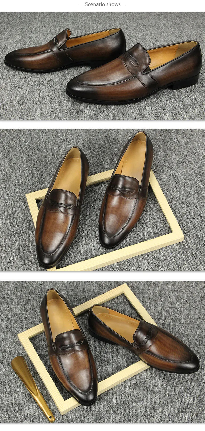 Men's Leather Casual Shoes Luxury Fashion Mens Dress Loafer Shoes Slip-on Casual Peas Shoes Smoking Slipper High Quality Shoes