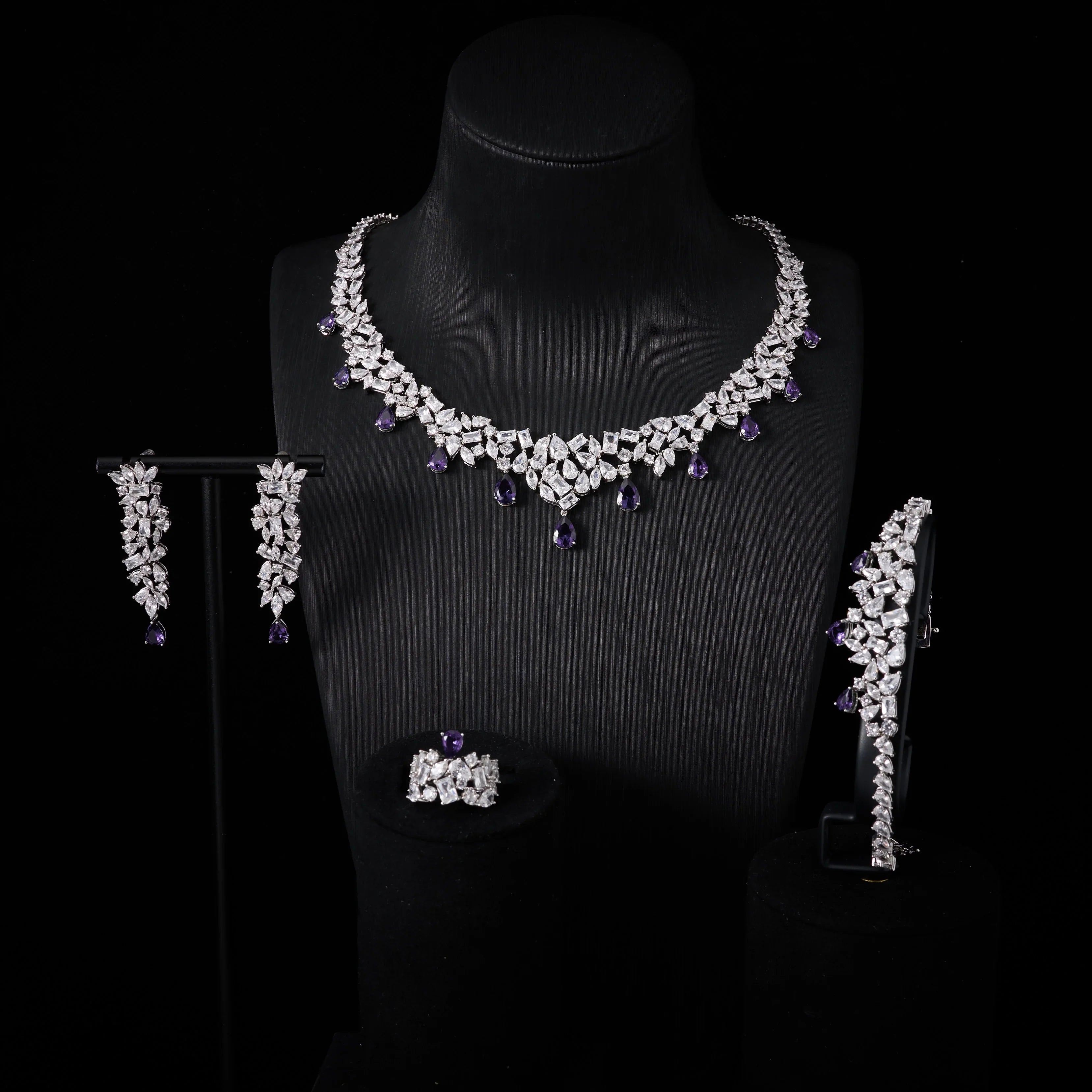 00073 Bridal Cubic Zirconia Necklace Set for Women Dubai Jewelry Sets  Wedding Jewelry Wedding & Engagement Accessories
