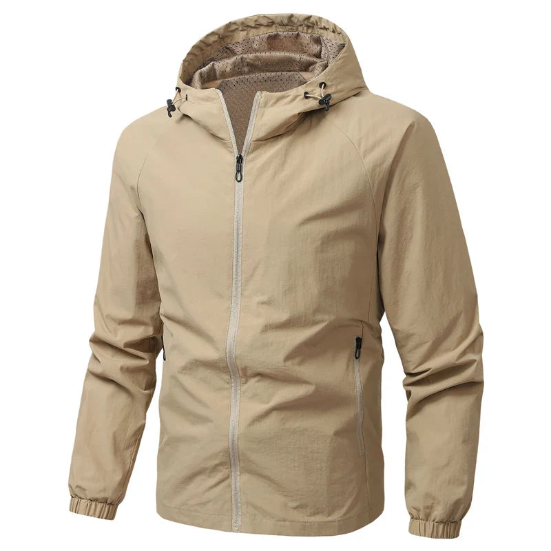 Men’s waterproof hiking jacket, breathable hooded windbreaker, quick dry outdoor coat, autumn, M–5XL