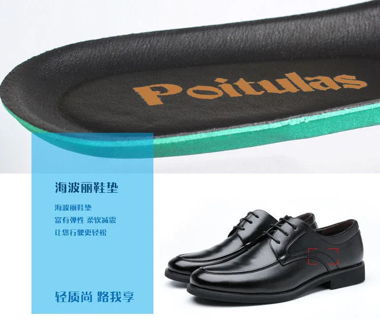 Office Men's Leather Derby Shoes Flat Black Male Casual Shoe Lace Up New in Promotion Adults Fashion 2025 Classic Original Trend