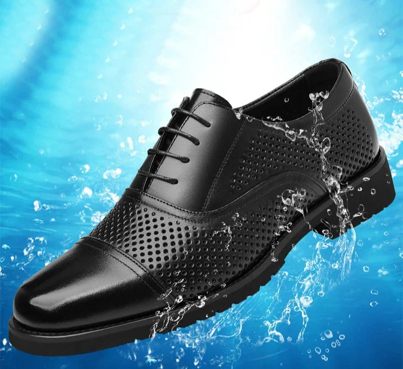 Breathable Hallow New Designer Cow Leather Shoes for Man Summer Autumn Fashion Business Casual Dress Shoes Loafers Man