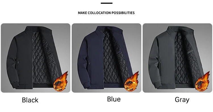 Plus Size 8xl Jacket for Men 2026 Thick Stand Collar Solid Winter Jacket Men Waterproof Warm Business Casual Men Coats