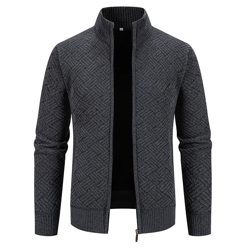 Mens Thickened Cardigan Full Zipper Fleeced Sweaters Knit Jackets Hooded Sweater Coat Autumn Winter Padded Clothes
