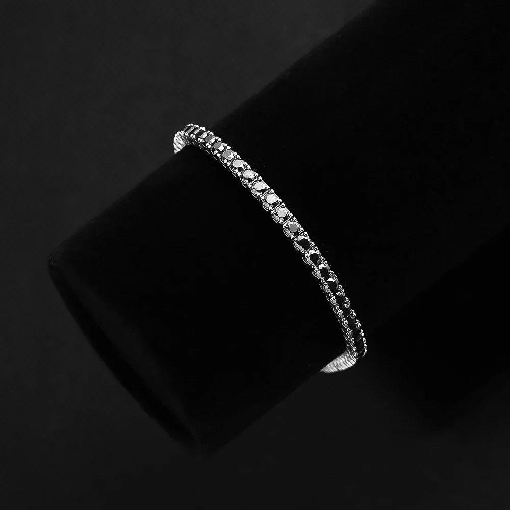 GRA Certified 3mm 0.1CT Gradient Color Black Grey White Moissanite Tennis Bracelet for Men Woman 925 Silver Link Bracelets