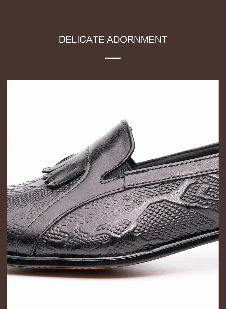 High Quality Fashion Loafers Dress Shoe Men Casual Leather Shoes Elegant Custom Mens Wedding Office Business Shoe Black Big Size