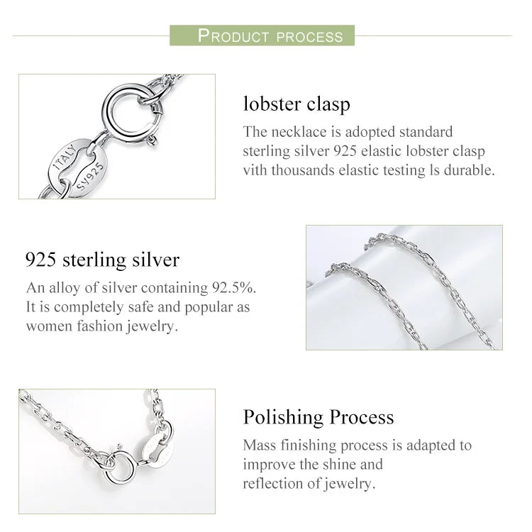 Classic Basic O-chain Solid 925 Sterling Silver Lobster Clasp Adjustable Necklace Box Cable Chain DIY Jewelry for Women