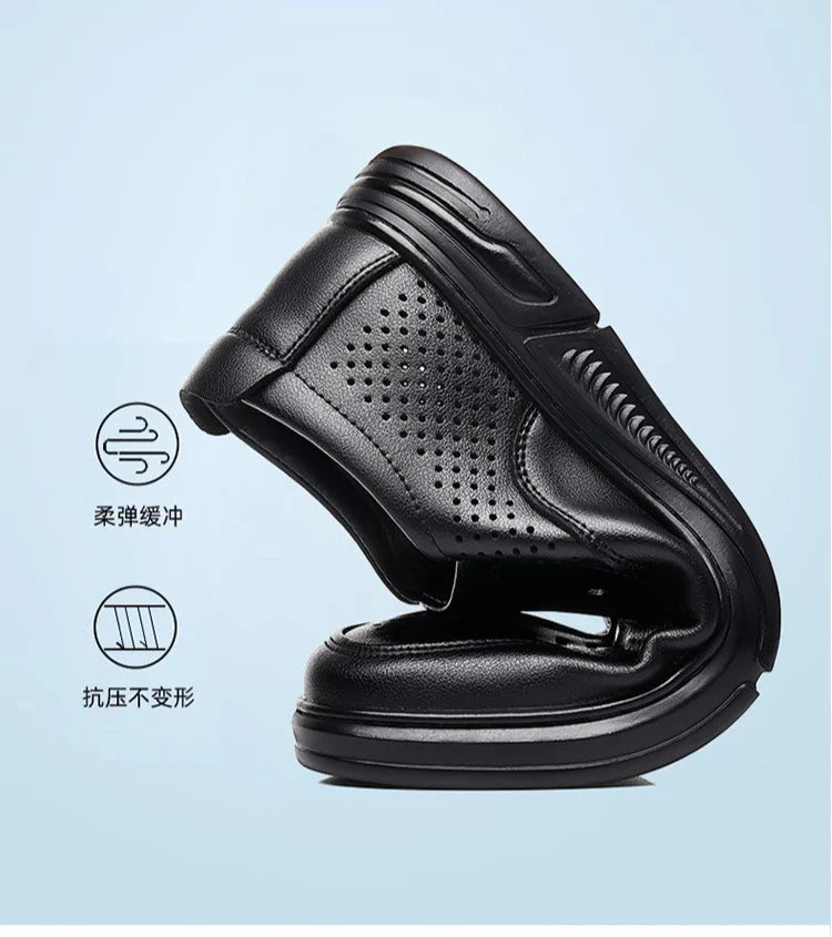 Spring Summer Hallow Leather Shoes for Men Solid Color Breathable Business Casual Shoes Male New Designer Fashion Sandals Man