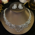 Graceful 2Pcs White CZ Zircon Necklace Set Brides High Quality Fine Jewelry Women  Wedding Engagement Accessory