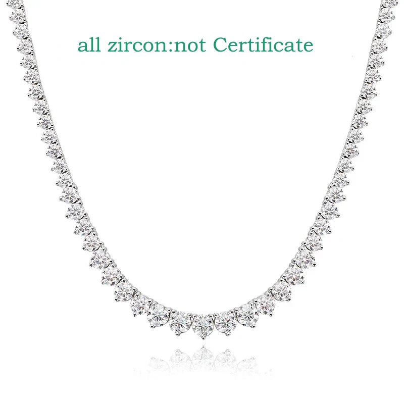 3 Claws Gradient Moissanite Tennis Necklace for Women Sparkling Full Diamond Luxury Jewelry Sterling Silver 925 Chain