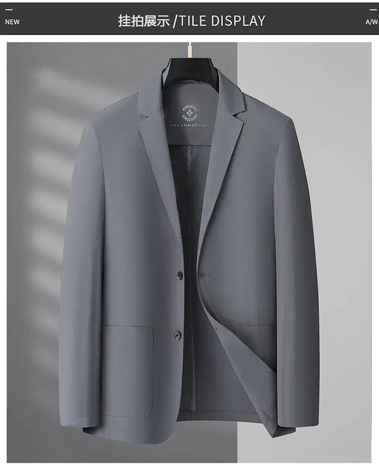2025 Summer Ice Silk Thin Sunscreen Suit Jackets for Men Classic Business Casual Blazers Wedding Social Dress Coat Men Clothing