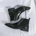 New Fashion Male Pointed Mixed Patchwork Lace Up Ankle Boots Men Casual Luxury High Top Platform Shoes Zapatos Hombre