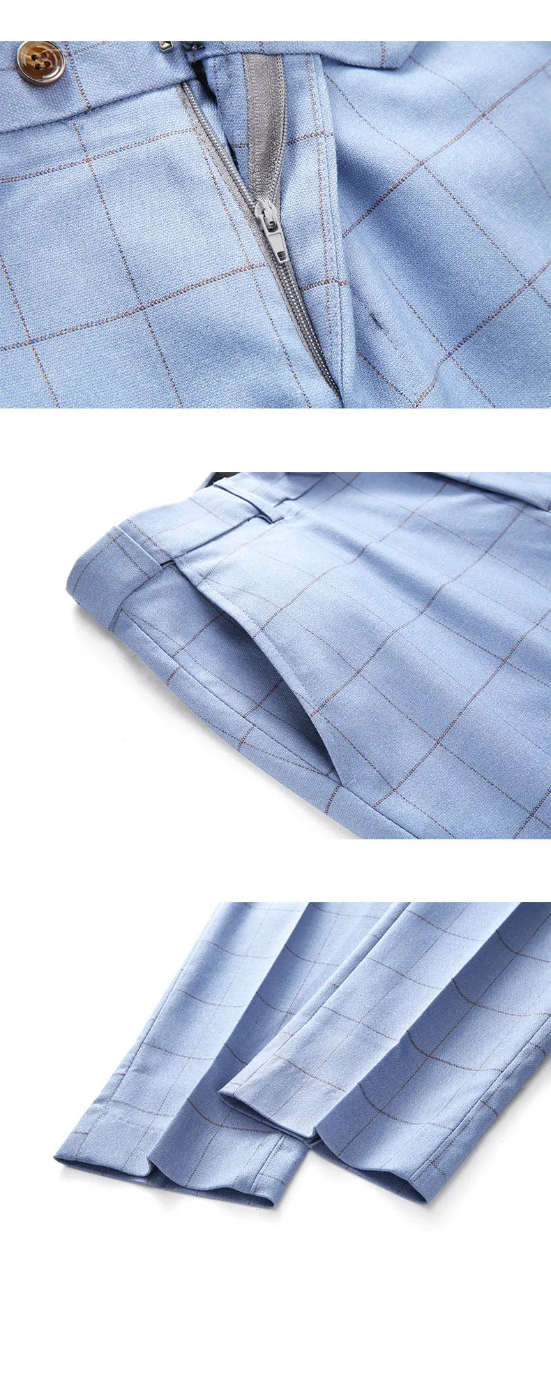 ( Jacket + Vest + Pants ) Fashion Boutique Plaid Mens Casual Business Suit Groom Wedding Dress Formal Slim Plaid Suit