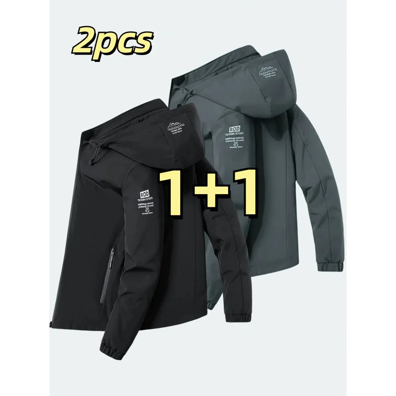 Windproof detachable hooded jacket Korean style trendy loose fashion casual men's jacket